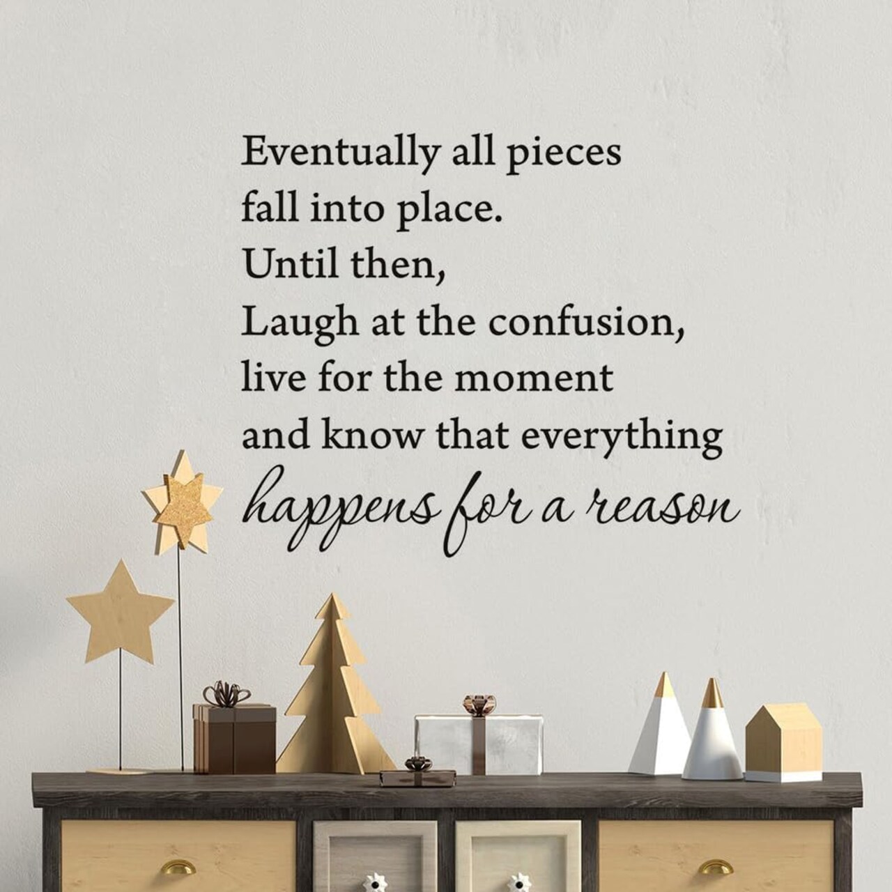 Eventually All Pieces Fall into Place Inspirational Quotes Wall Decals,22×19In